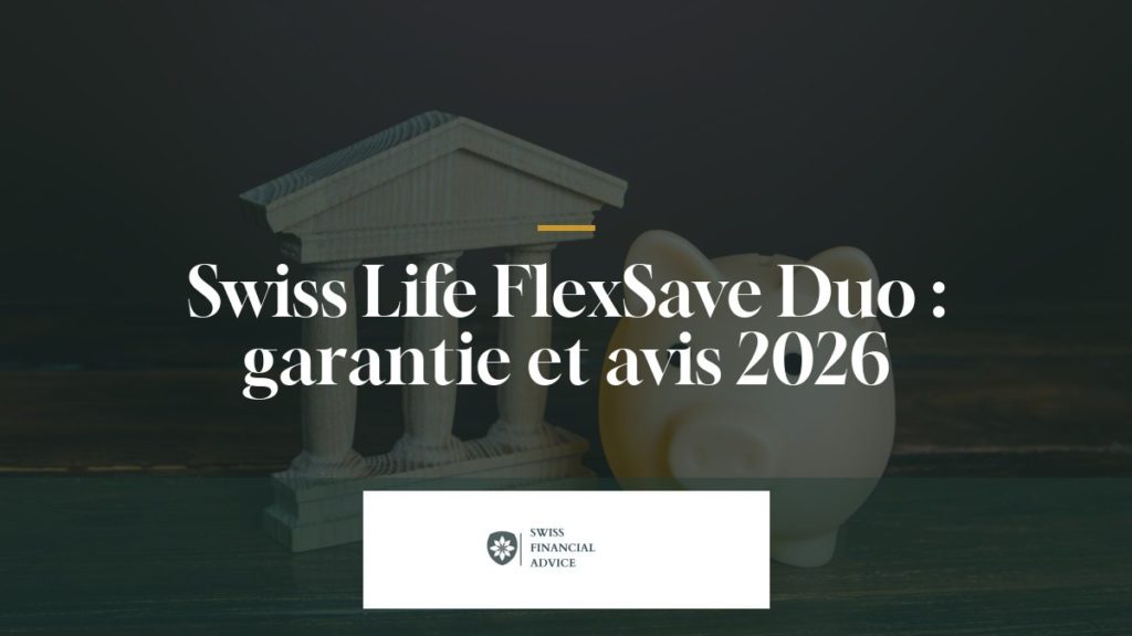 Tirelire et temple de banque, illustration de la garantie de Swiss Life FlexSave Duo
